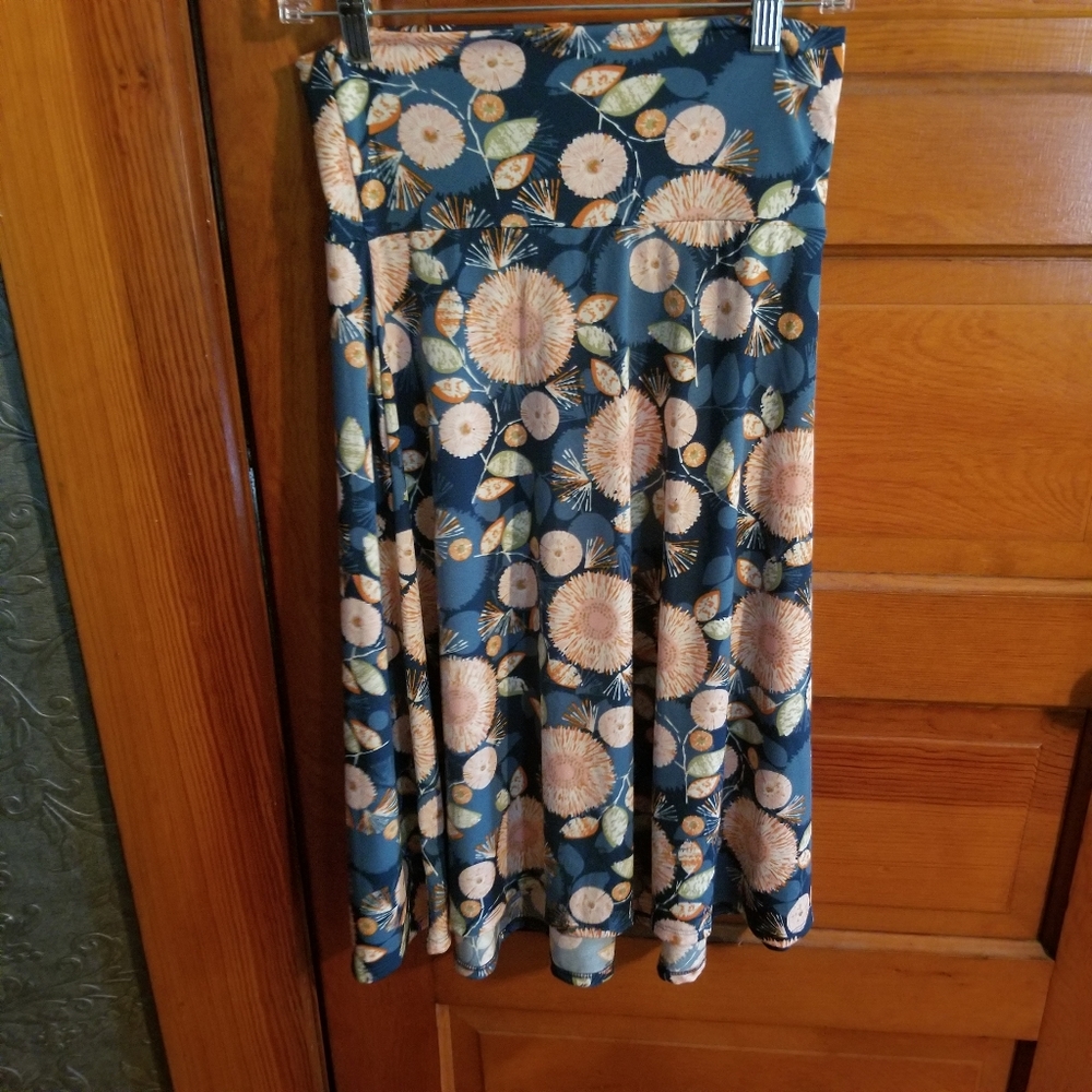 LuLaRoe Azure.  Blue, orange, green skirt.  Size S